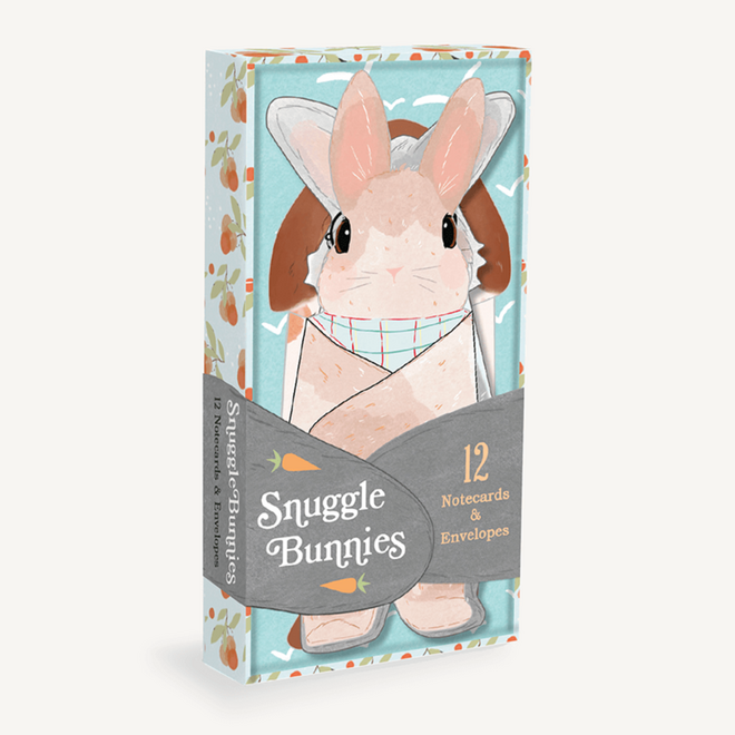 Snuggle Bunnies - 12 Die-cut Note Cards & Envelopes