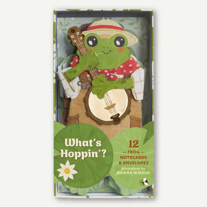 What's Hoppin'? - 12 Die-Cut Frog Note Cards & Envelopes
