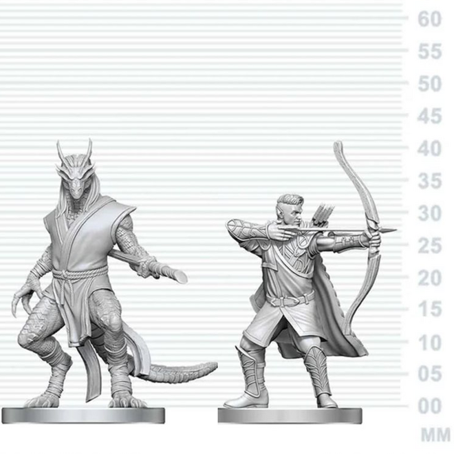 D&D Nolzur's Marvelous Unpainted Miniatures - Elf Ranger & Dragonborn Monk