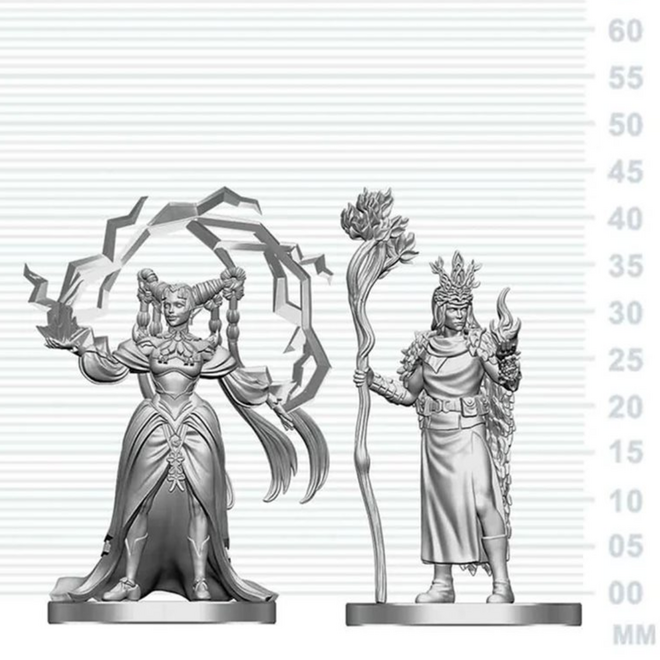 D&D Nolzur's Marvelous Unpainted Miniatures - Human Druid & Elf Sorcerer