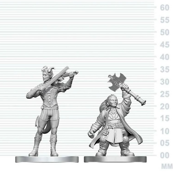 D&D Nolzur's Marvelous Unpainted Miniatures - Tiefling Bard & Dwarf Cleric