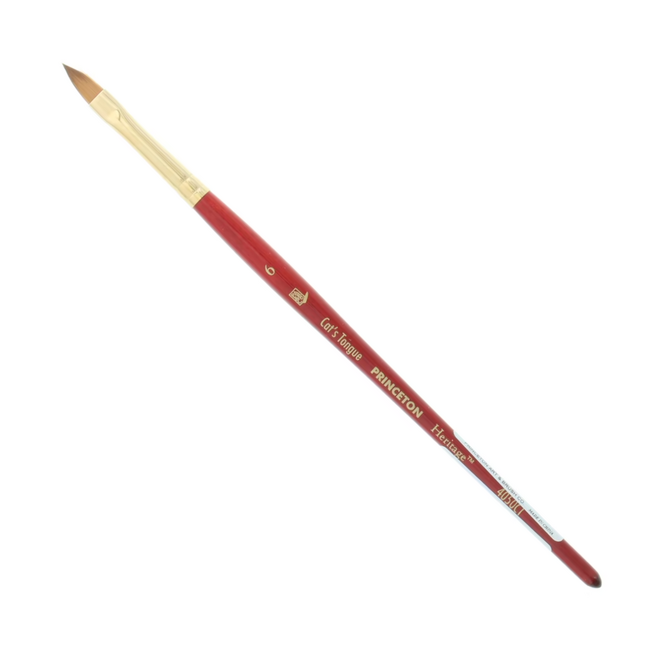 Princeton Heritage Synthetic Sable Watercolor & Acrylic Brushes, Cat'S Tongue 6