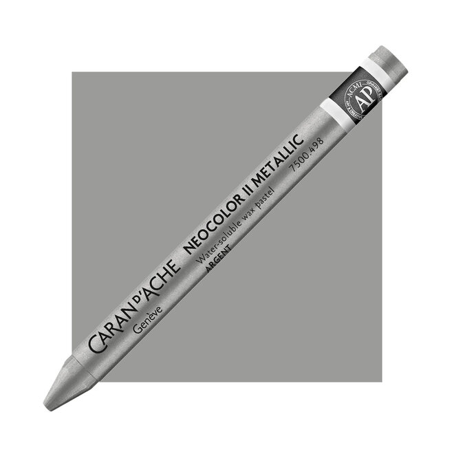 Caran d'Ache: NeoColor II Aquarelle Water Soluble Wax Pastel - 498 Silver