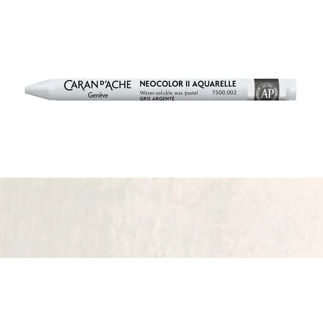 Caran d'Ache: NeoColor II Aquarelle Water Soluble Wax Pastel - 002 Silver Grey