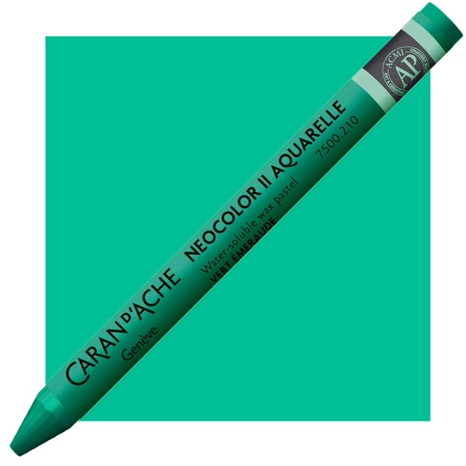 Caran d'Ache: NeoColor II Aquarelle Water Soluble Wax Pastel - 210 Emerald Green