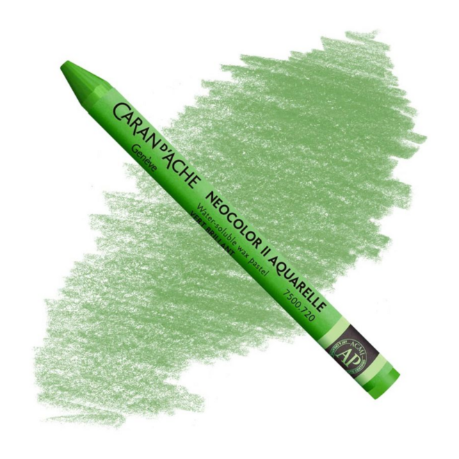 Caran d'Ache: NeoColor II Aquarelle Water Soluble Wax Pastel - 720 Bright Green