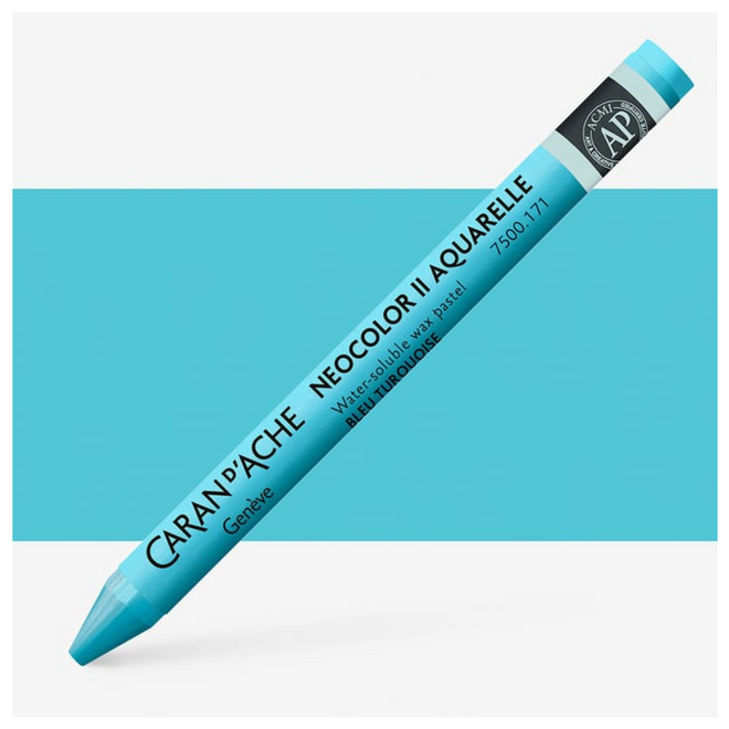 Caran d'Ache: NeoColor II Aquarelle Water Soluble Wax Pastel - 171 Turquoise Blue