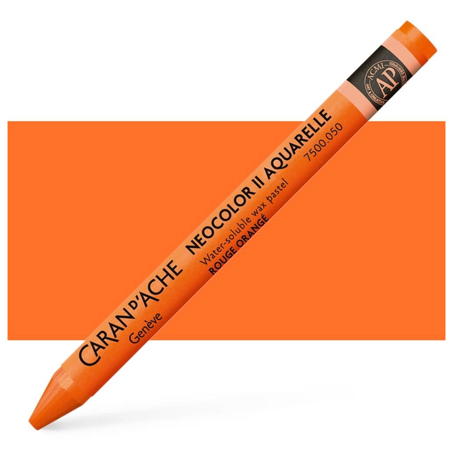 Caran d'Ache: NeoColor II Aquarelle Water Soluble Wax Pastel - 050 Flame Red