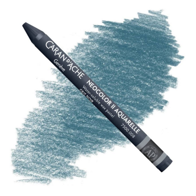 Caran d'Ache: NeoColor II Aquarelle Water Soluble Wax Pastel - 008 Greyish Black