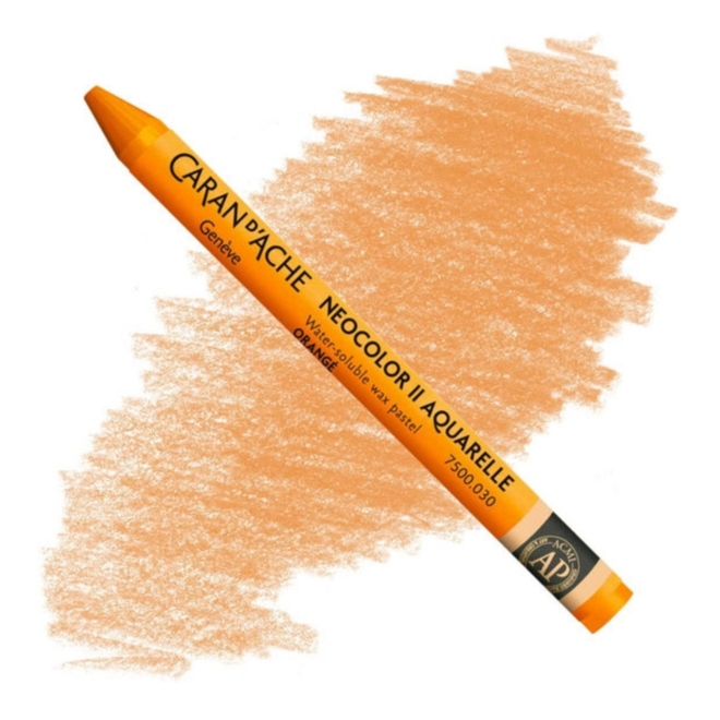 Caran d'Ache: NeoColor II Aquarelle Water Soluble Wax Pastel - 030 Orange
