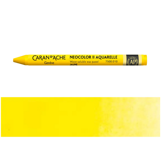 Caran d'Ache: NeoColor II Aquarelle Water Soluble Wax Pastel - 010 Yellow