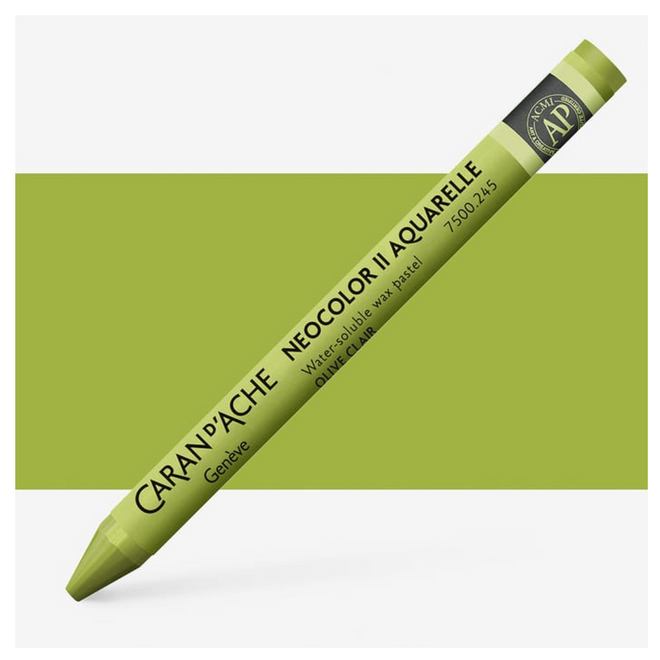 Caran d'Ache: NeoColor II Aquarelle Water Soluble Wax Pastel - 245 Light Olive 40%