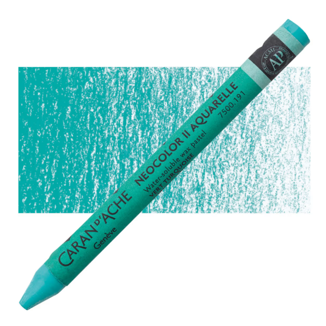 Caran d'Ache: NeoColor II Aquarelle Water Soluble Wax Pastel - 191 Turquoise Green