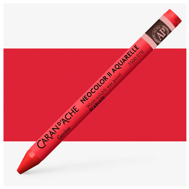 Caran d'Ache: NeoColor II Aquarelle Water Soluble Wax Pastel - 070 Scarlet