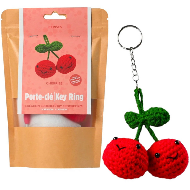 DIY Crochet Kit - Cherries Key Ring