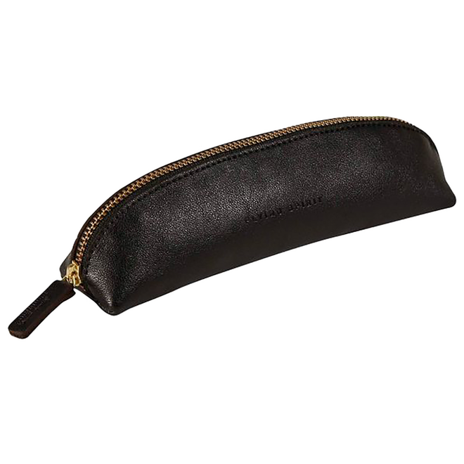 Flying Spirit Triangular Pencil Case, Genuine Leather - Black