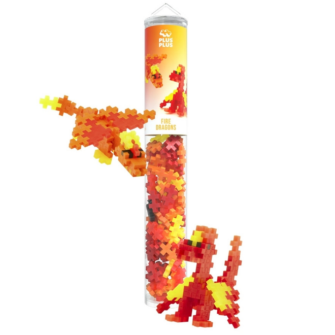 Plus Plus Tube Building Set, 100pc - Fire Dragons