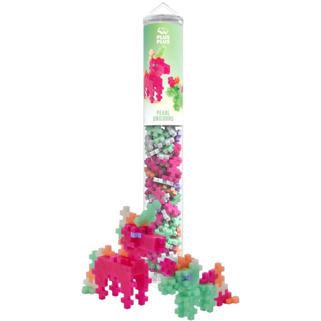 Plus Plus Tube Building Set, 100pc - Pearl Unicorns
