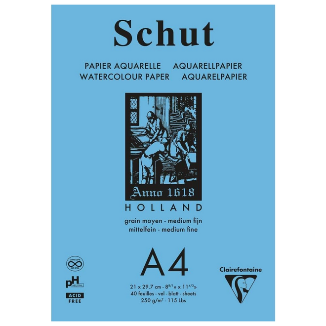 Schut Watercolour Pad - Medium Grain, A4, 250g - 40 Sheets