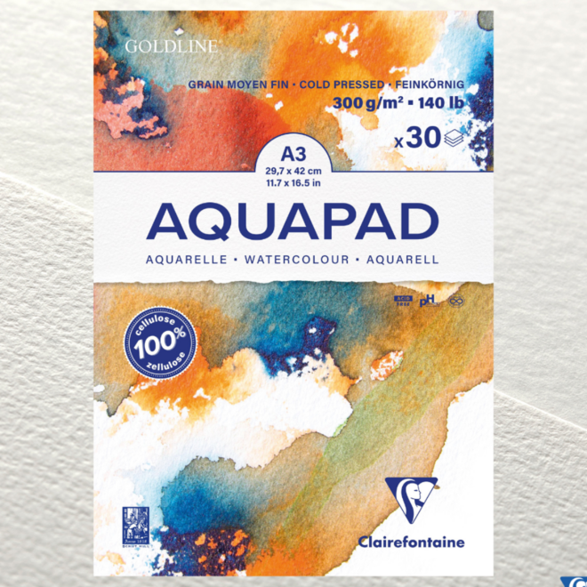 Goldline Aquapad Watercolour Paper - A3, 300g, 29.7x42cm - 30 Sheets