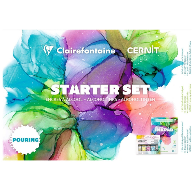 Cernit Alcohol Ink Starter Set - 4 Colours + A5 Pad & Accessories