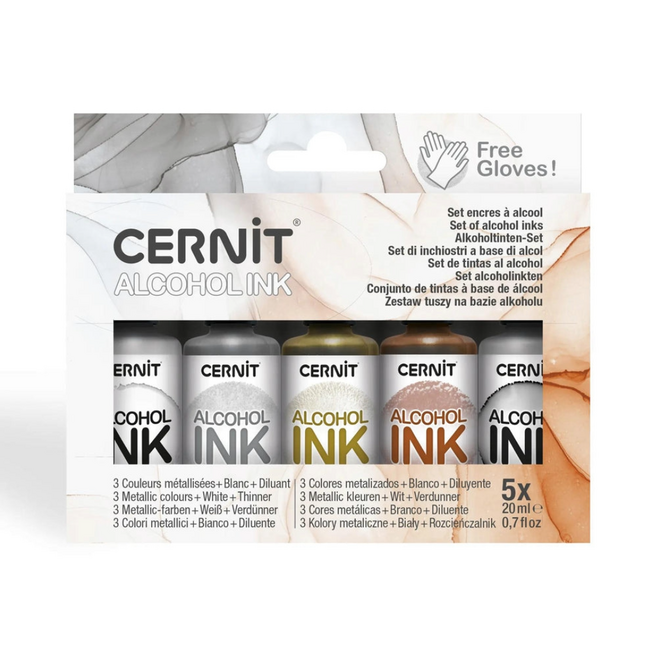 Cernit Alcohol Ink Set - 5 x 20ml, Metallic Colours
