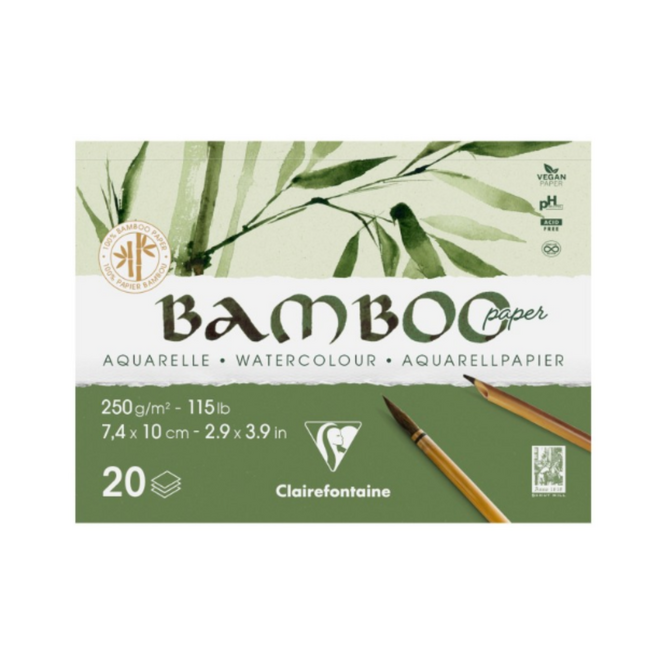 Clairefontaine 100% Bamboo Watercolour Paper - 250g, 10x15cm - 20 Sheets