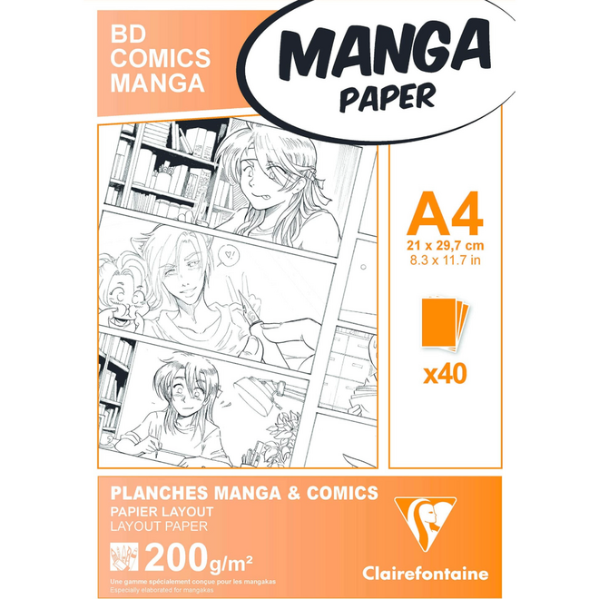 Clairefontaine Comic & Manga Layout Paper - A4, 200g, 40 Sheets