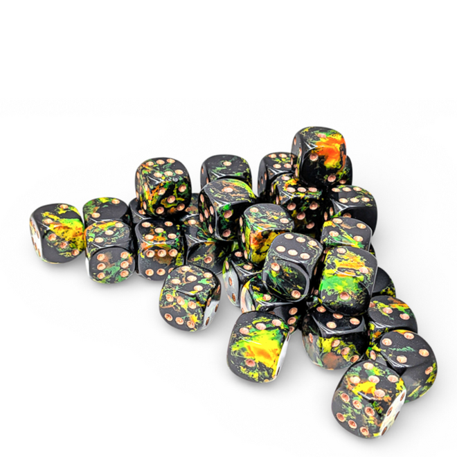 Chessex 12mm D6 Dice Set, 36pc - NEW Brush: Deep Forest w/ Gold