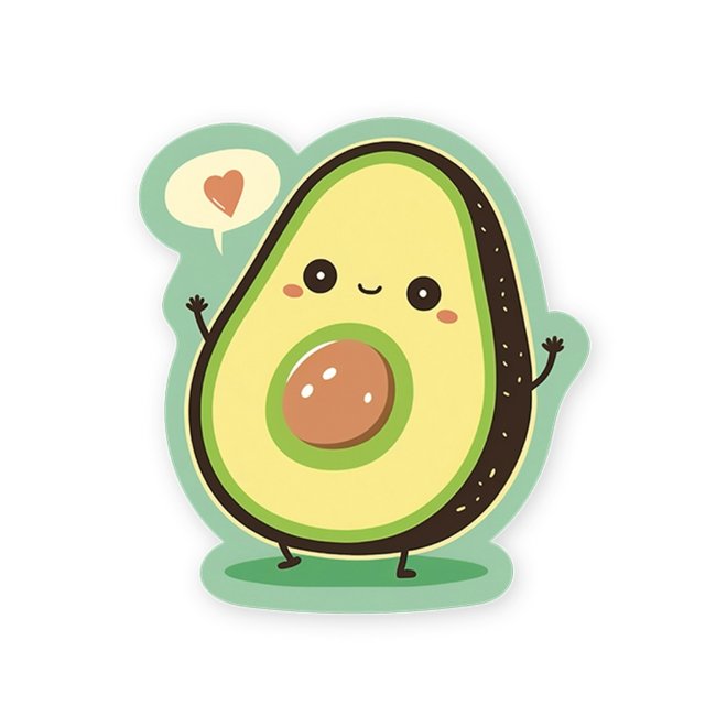 StickerYou Waterproof Vinyl Sticker - Cute Avocado