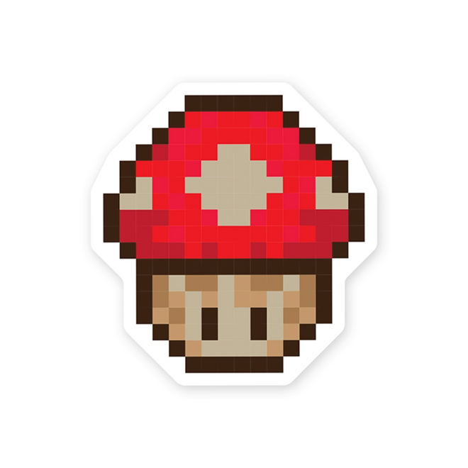 StickerYou Waterproof Vinyl Sticker - Pixelated Mushroom