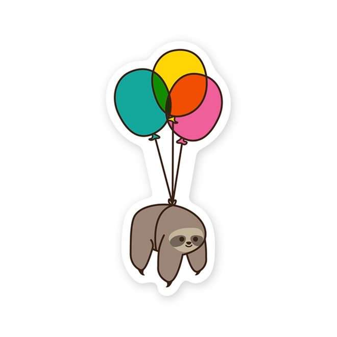 StickerYou Waterproof Vinyl Sticker - Balloon Sloth