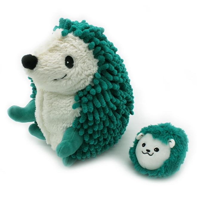 Les Ptipotos: Mom & Baby Plush - Piktou Hedgehog, Green