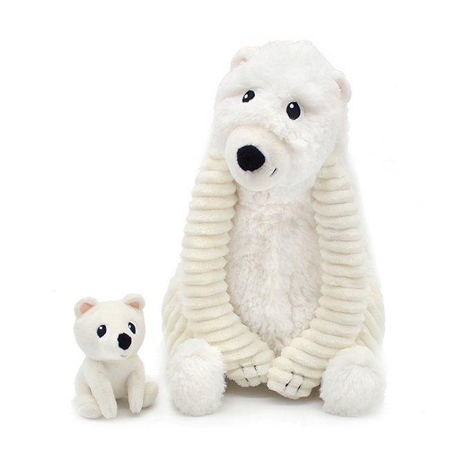 Les Ptipotos: Mom & Baby Plush - Grobidou the Polar Bear, White
