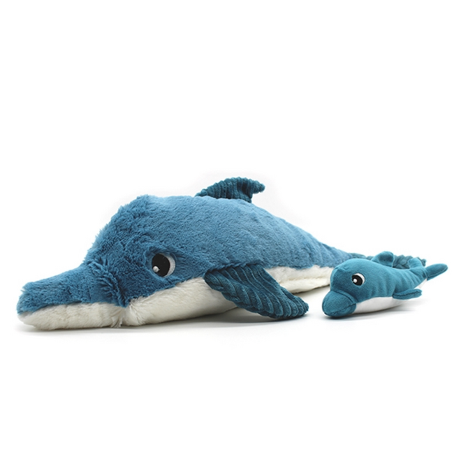 Les Ptipotos: Mom & Baby Plush - Tofou the Dolphin, Blue