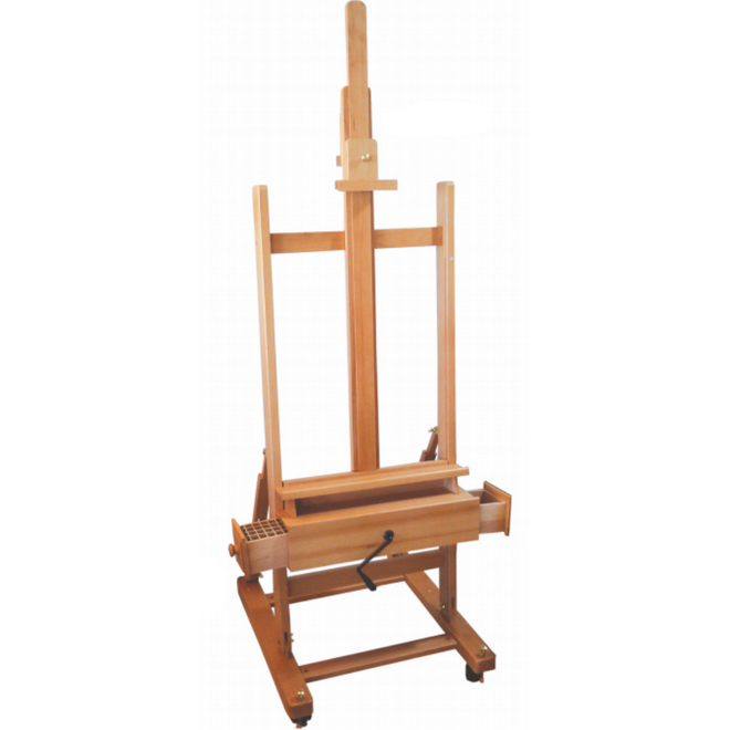 Beechwood H-Frame Easel With Drawers