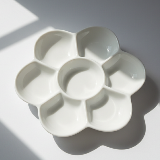 Ceramic Flower-Style Palette, 7 Wells