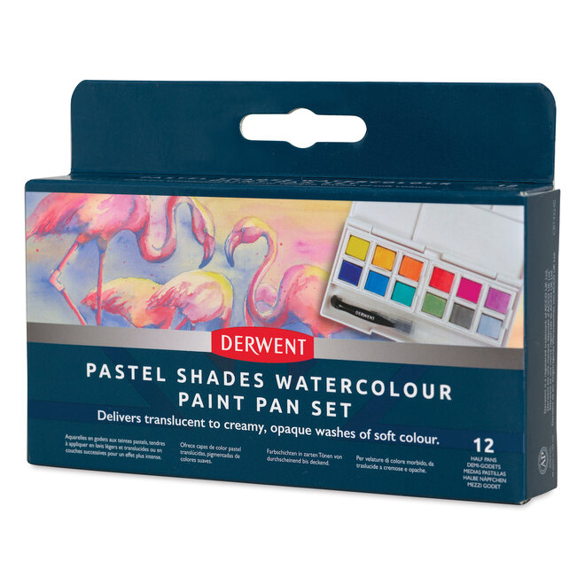 Derwent Pastel Shades Watercolor Paint Pan Set of 12 Half Pans