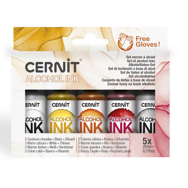 Cernit Alcohol Ink Set - 5 x 20ml, Warm Colours