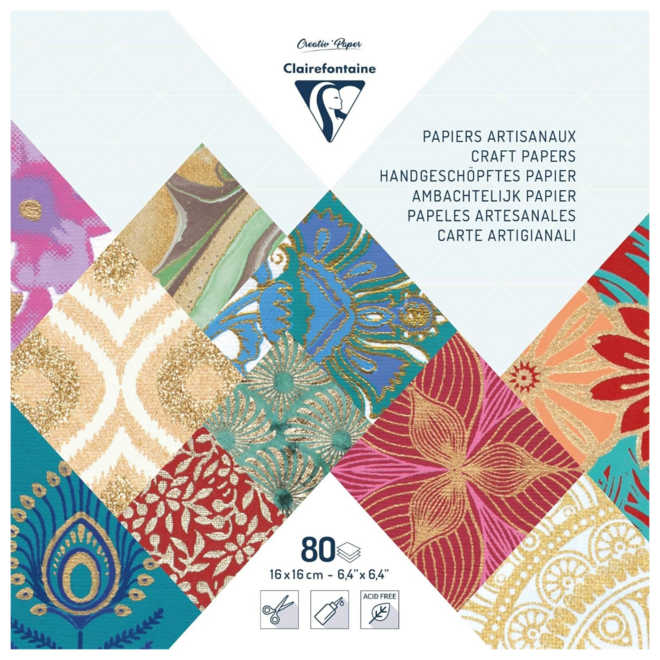 Clairefontaine Craft Papers From Around the World - 6.4x6.4", 80 Assorted Sheets