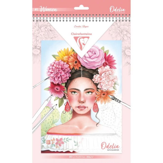 Odelia Mixed Media Colouring Pad - 21x29.7cm, 250g, 20 Sheets - Women