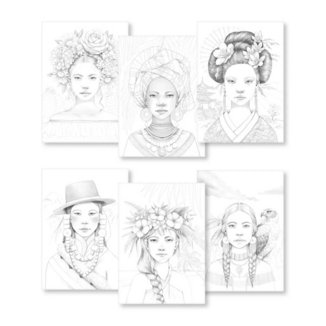 Odelia Mixed Media Colouring Pad - 21x29.7cm, 250g, 20 Sheets - Women