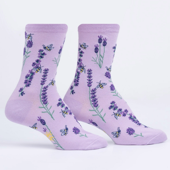 Sock It To Me: Women's Crew Socks - Bees and Lavender