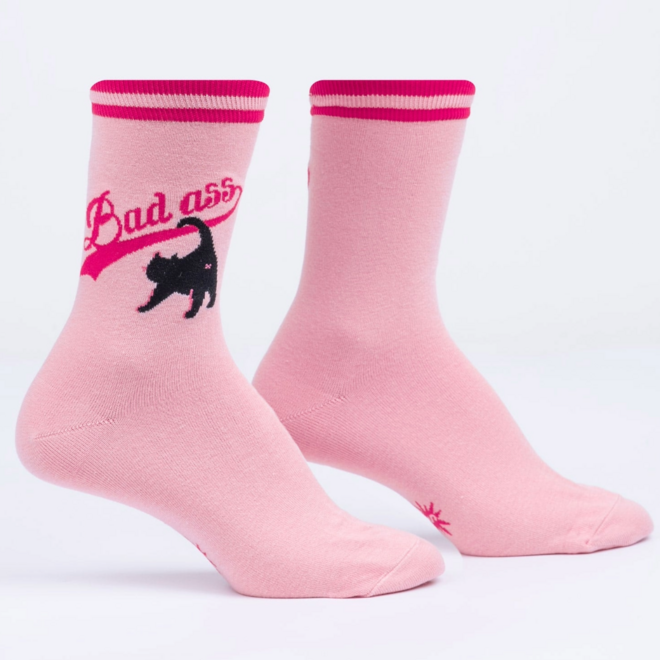 Sock It To Me: Women's Crew Socks - Bad Ass Cat