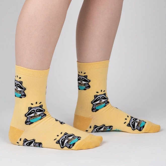 Sock It To Me: Women's Crew Socks - I Just Love Raccoons and Ramen, Okay?