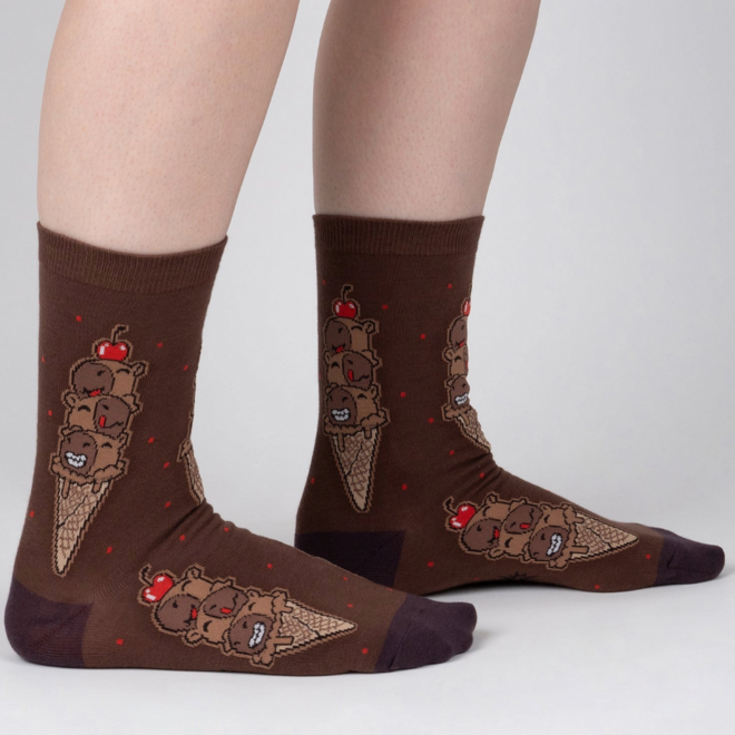 Sock It To Me: Women's Crew Socks - Choco-Bara Ice Cream