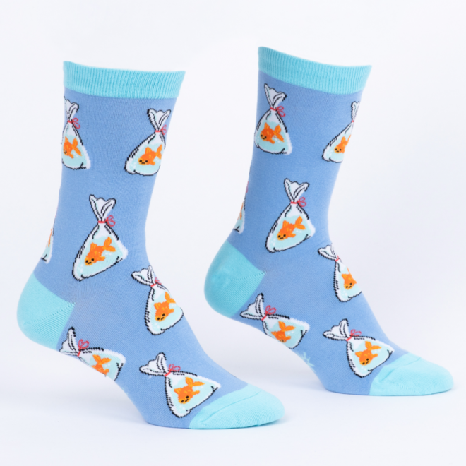 Sock It To Me: Women's Crew Socks - Gold Fish