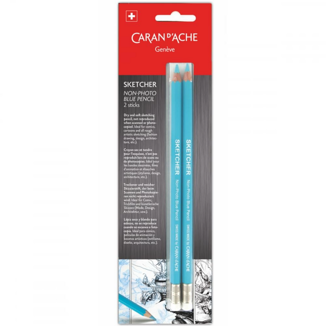 Caran d'Ache: Sketcher Non-Photo Blue Pencil - 2 Pk