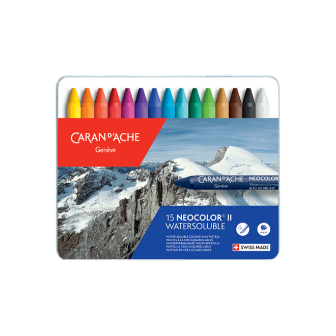 Caran d'Ache: NeoColor II Aquarelle (Watersoluble Wax Pastel) 15 Set