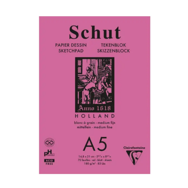 Schut Sketch Pad - Medium Fine Grain, A5, 180g - 70 Sheets